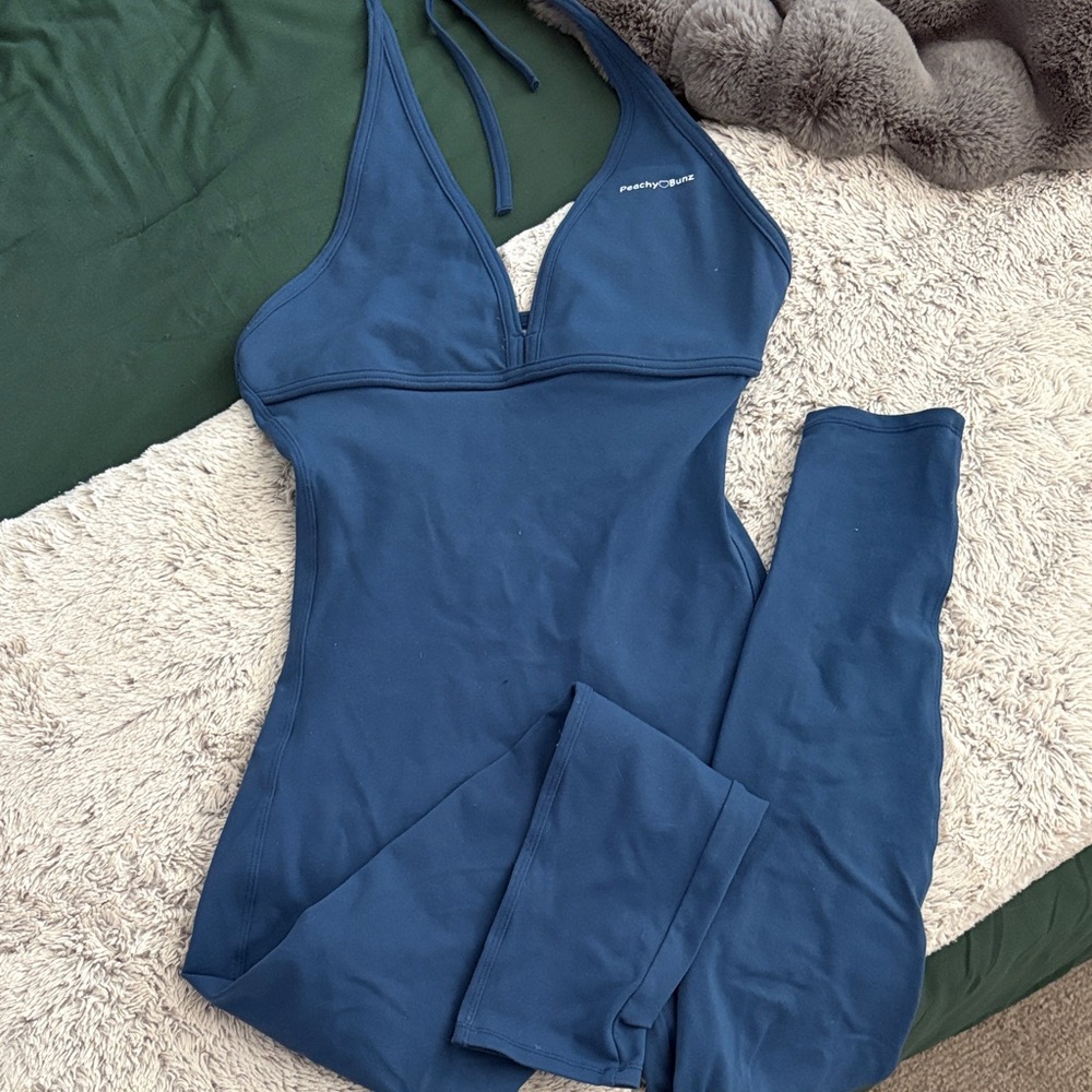 Peachy Clean Navy Halter Jumpsuit